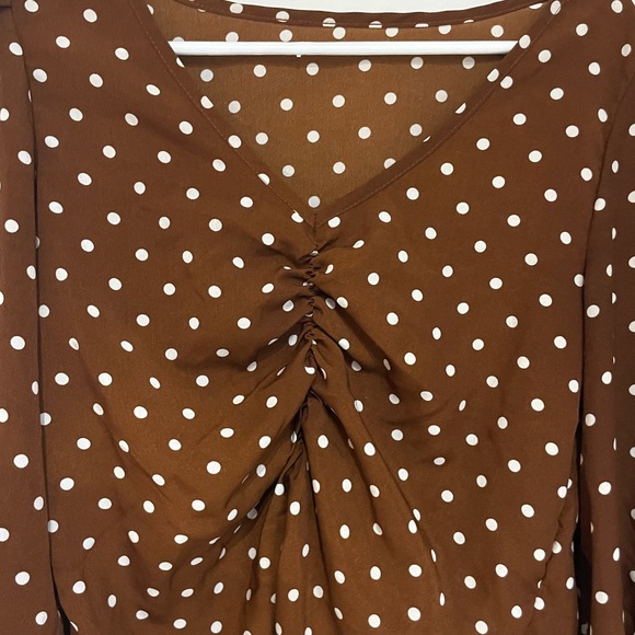 Brown Polka-dot vintage blouse top - Picture 5 of 8